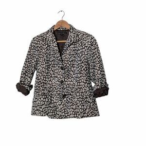 Lafayette 148 New York Spotted Animal Print Boyfriend Blazer Coat